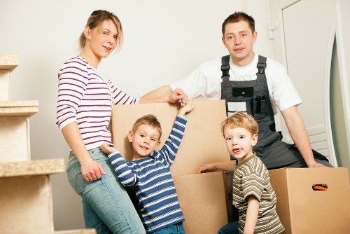 Moving truck and house relocation scene in Surrey