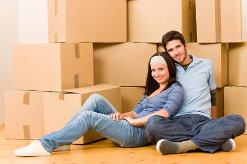 Packed boxes and household items ready for transport