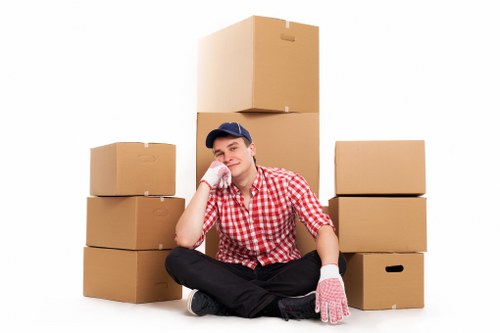 Professional van removal team handling boxes and furniture in Surrey